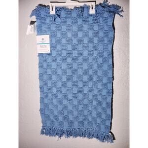 Comfort Bay Handwoven Bath Rug 18in X 28in Blue 100% Cotton